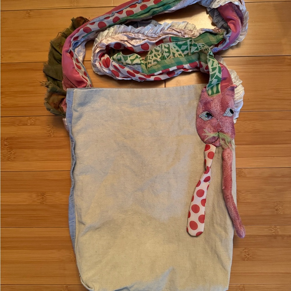Wafflish Waffle Canvas Crossbody Bag with Cat design